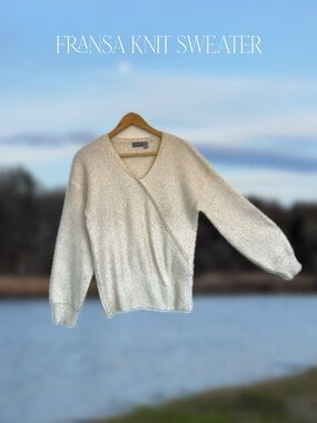 Cream Wrap-Front Sweater